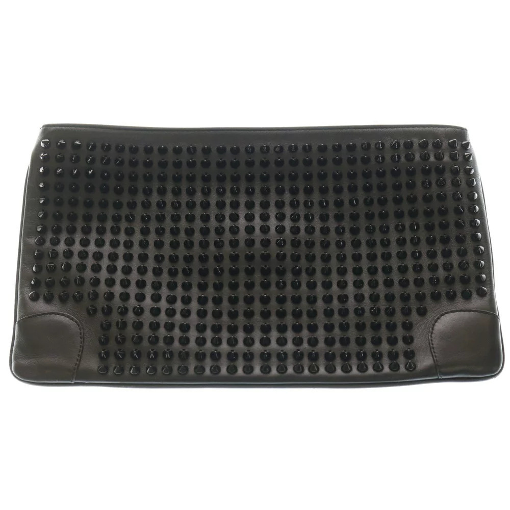 Christian Louboutin Bag Shoulder Studded Spike Black Clutch Leather